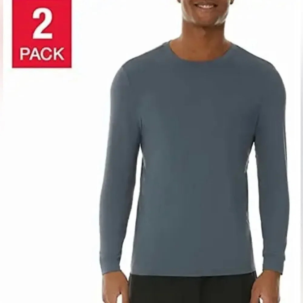 32 Degrees Cool Men's Gray Air Mesh Long Sleeve Tee, 2-pack XXL